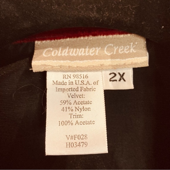 COLDWATER CREEK 2X Boho Black Velvet  Velour Art to Wear Lagenlook Jacket - Picture 3 of 9